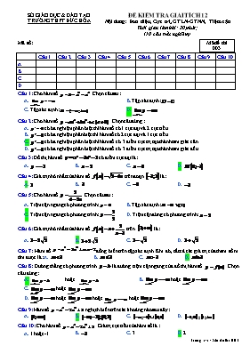 Đề kiểm tra môn Giải tích Lớp 12 - Mã đề 003 - Trường THPT Đức Hòa